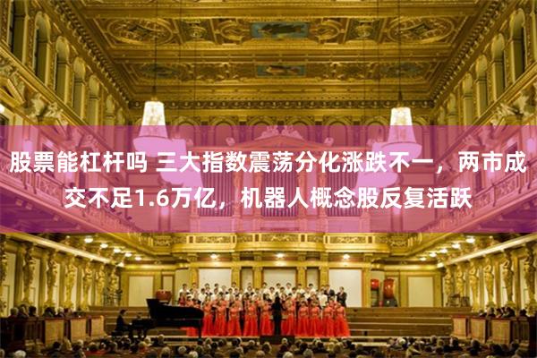 股票能杠杆吗 三大指数震荡分化涨跌不一，两市成交不足1.6万亿，机器人概念股反复活跃