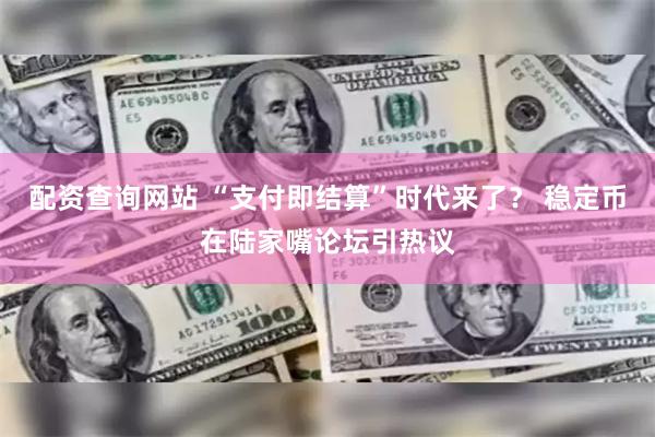 配资查询网站 “支付即结算”时代来了？ 稳定币在陆家嘴论坛引热议