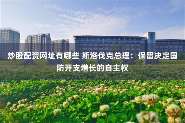 炒股配资网址有哪些 斯洛伐克总理：保留决定国防开支增长的自主权
