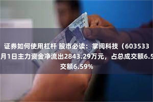 证券如何使用杠杆 股市必读：掌阅科技（603533）7月1日主力资金净流出2843.29万元，占总成交额6.59%