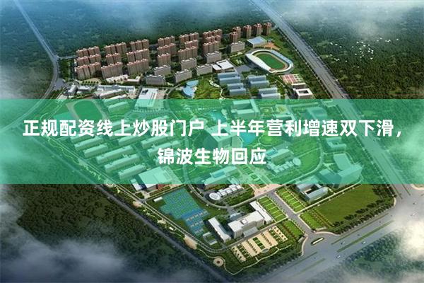 正规配资线上炒股门户 上半年营利增速双下滑，锦波生物回应